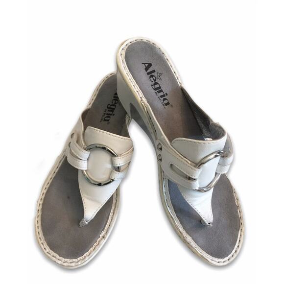 Alegria Women Shoe Lola White EUR 39 8.5 US Slide Sandals Adjustable Hook & Loop - Picture 2 of 10